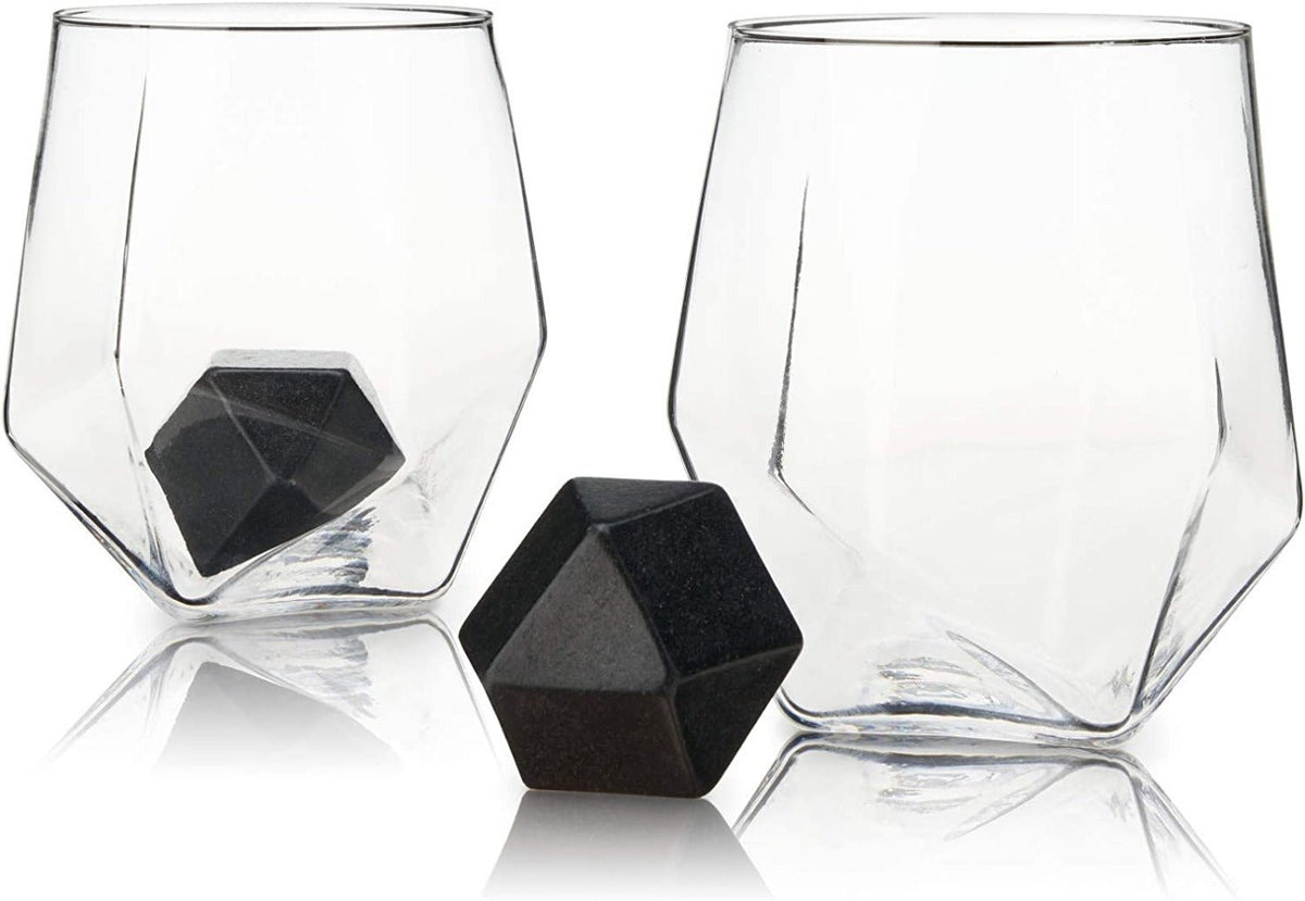 4-Piece Faceted Tumbler &amp; Hexagonal Basalt Stone Set by Visk - The Gifted Man