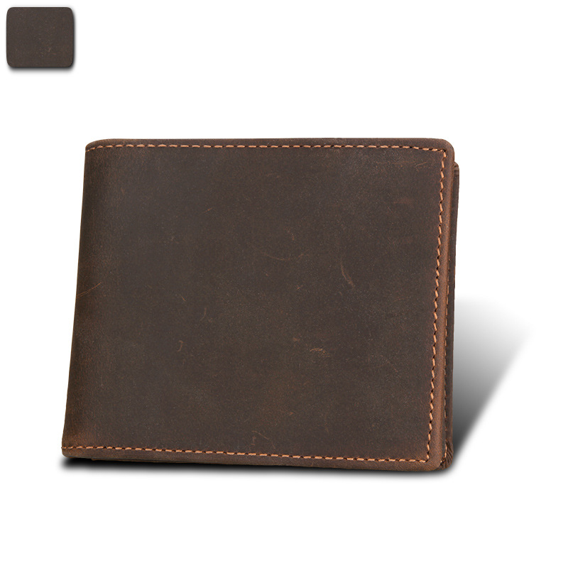 RFID Men&#39;s Wallet, Leather Wallet, Crazy Horse Leather Short Casual Wallet