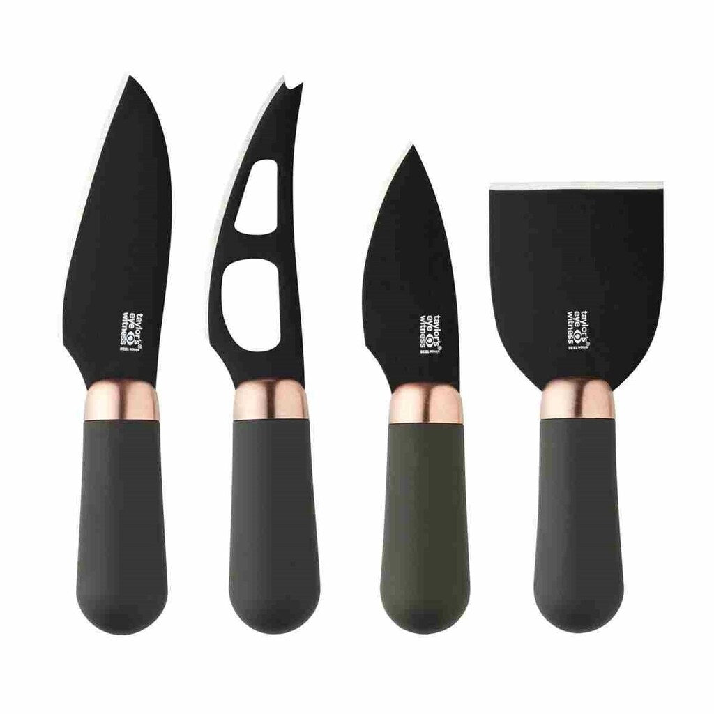 4pc Brooklyn Copper Cheese Knife Set - Anti Bacterial Black Ceramic Coated - The Gifted Man