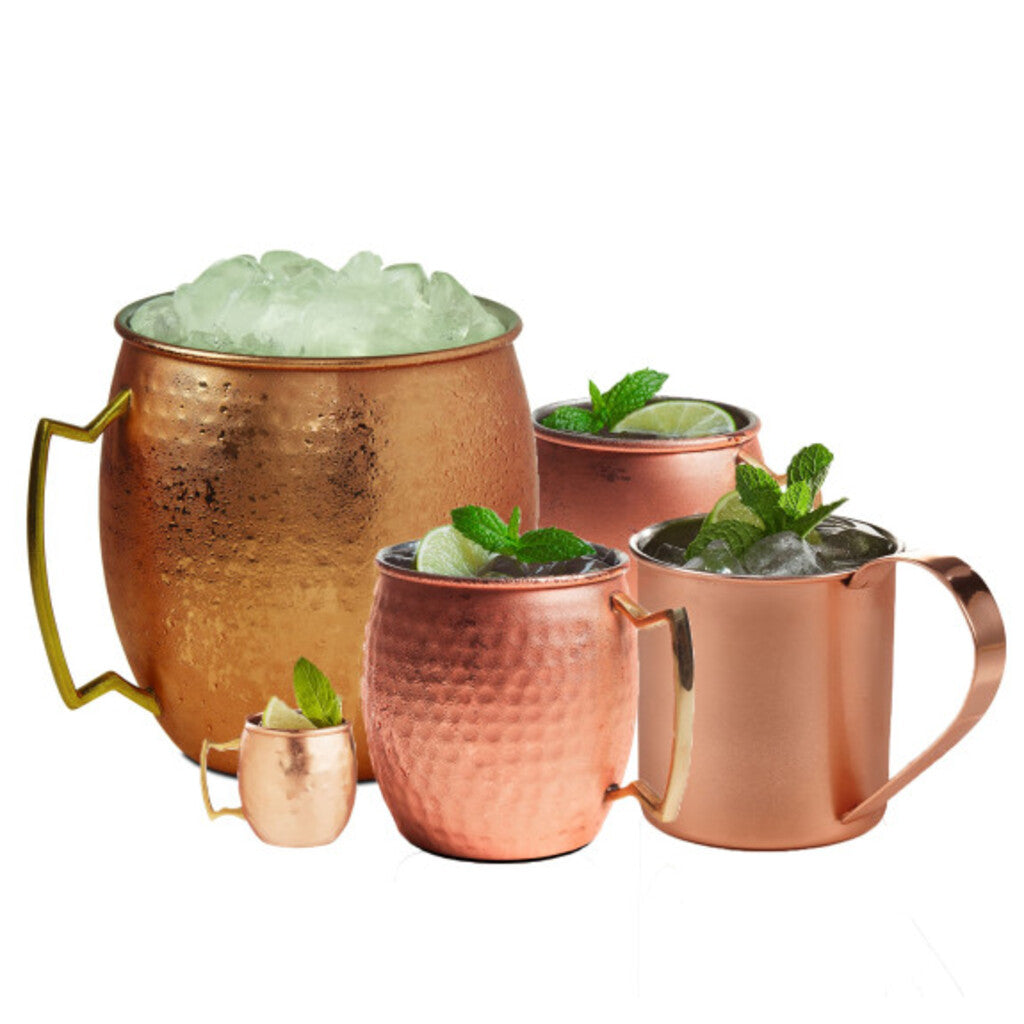 Moscow Mule Copper and Stainless Steel Hammered Belly-Shaped Mug 20oz