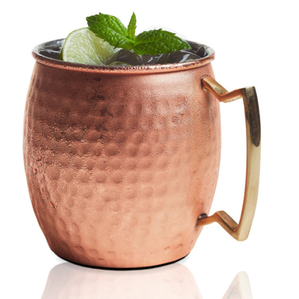 Moscow Mule Copper and Stainless Steel Hammered Belly-Shaped Mug 20oz