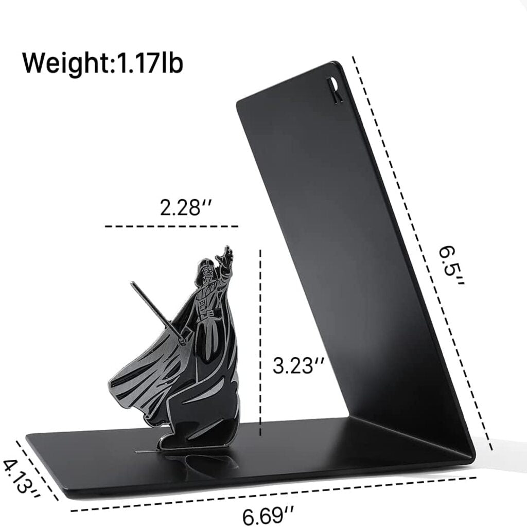 Star Master Bookends, Metal Decorative Bookends for Heavy Duty Books Black Metal - Darth Vader