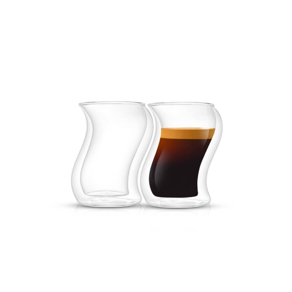 JoyJolt Pila Double Walled Espresso Glass - 3 oz - Set of 4, Clear