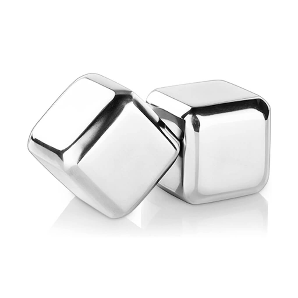 Viski Glacier Rocks Large Stainless Steel Cubes, Silver