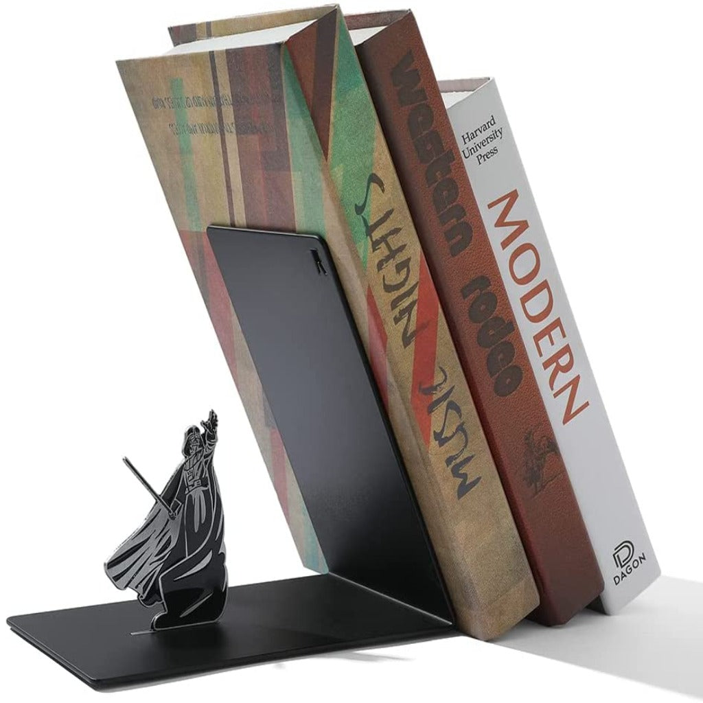 Star Master Bookends, Metal Decorative Bookends for Heavy Duty Books Black Metal - Darth Vader