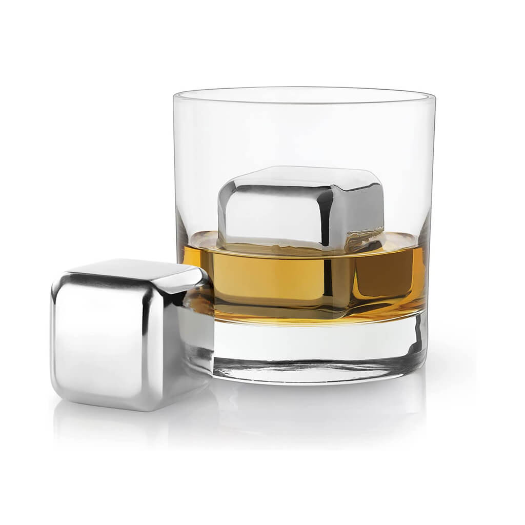 Viski Glacier Rocks Large Stainless Steel Cubes, Silver
