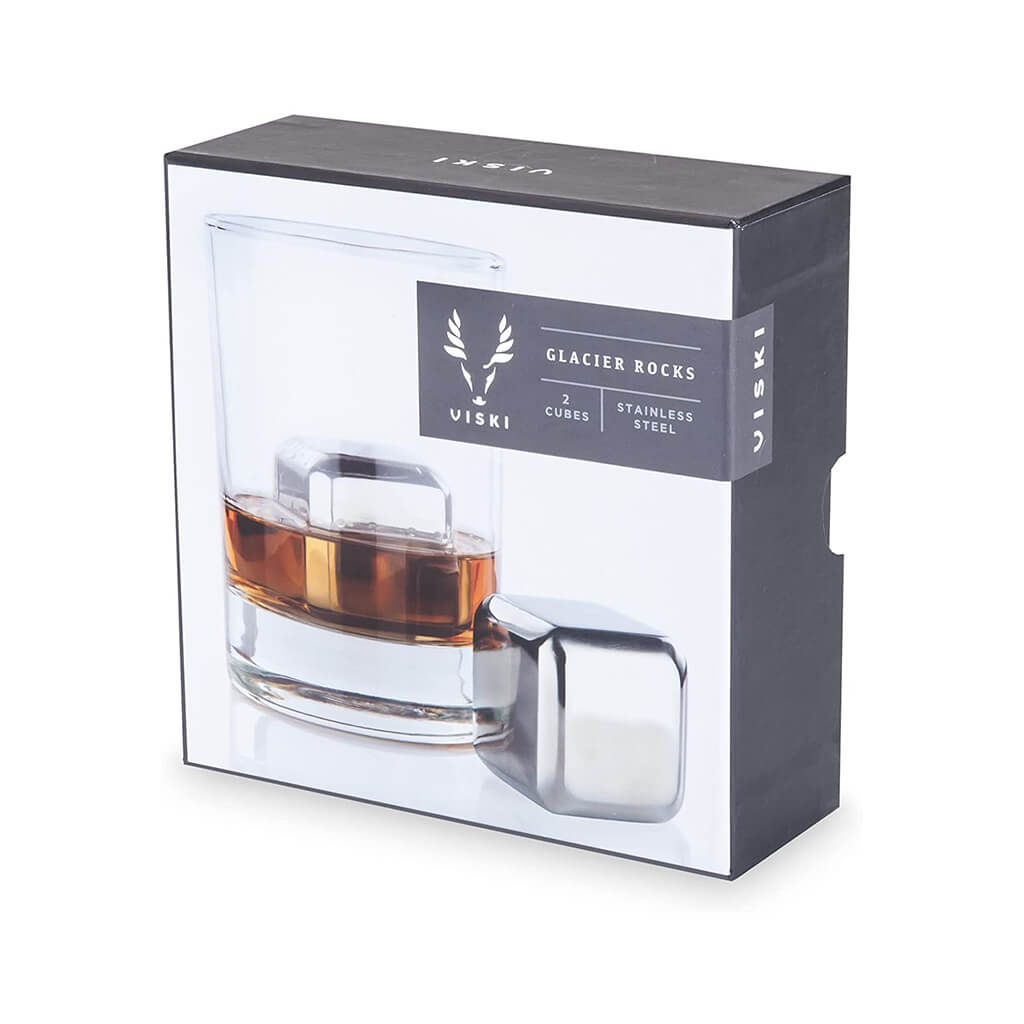 Viski Glacier Rocks Large Stainless Steel Cubes, Silver