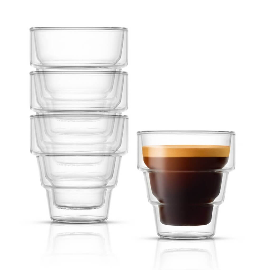 Pila Double Wall Espresso Glasses, 3 oz Set of 4