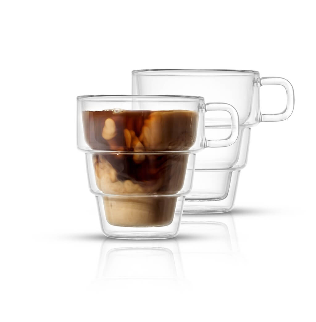 Pila Double Wall Coffee Glasses, 10 Oz, Set of 2