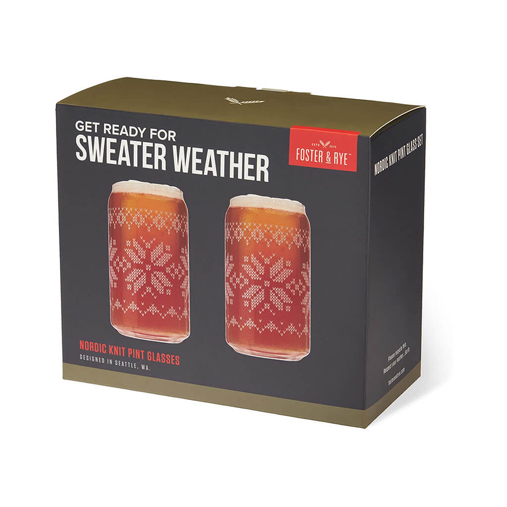 Nordic Knit Pint Set Beer Glasses, By Foster &amp; Rye