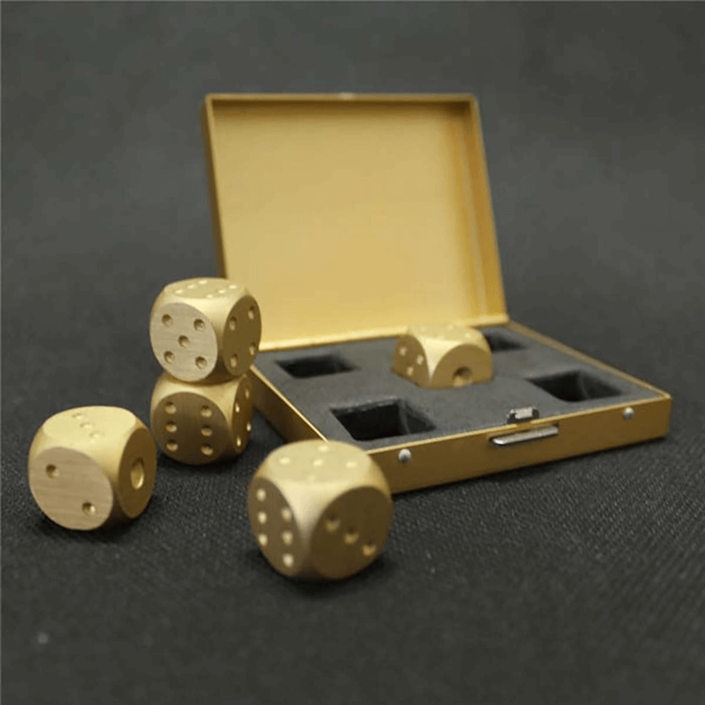 Men&#39;s Brushed Stainless Dice Set | Gold