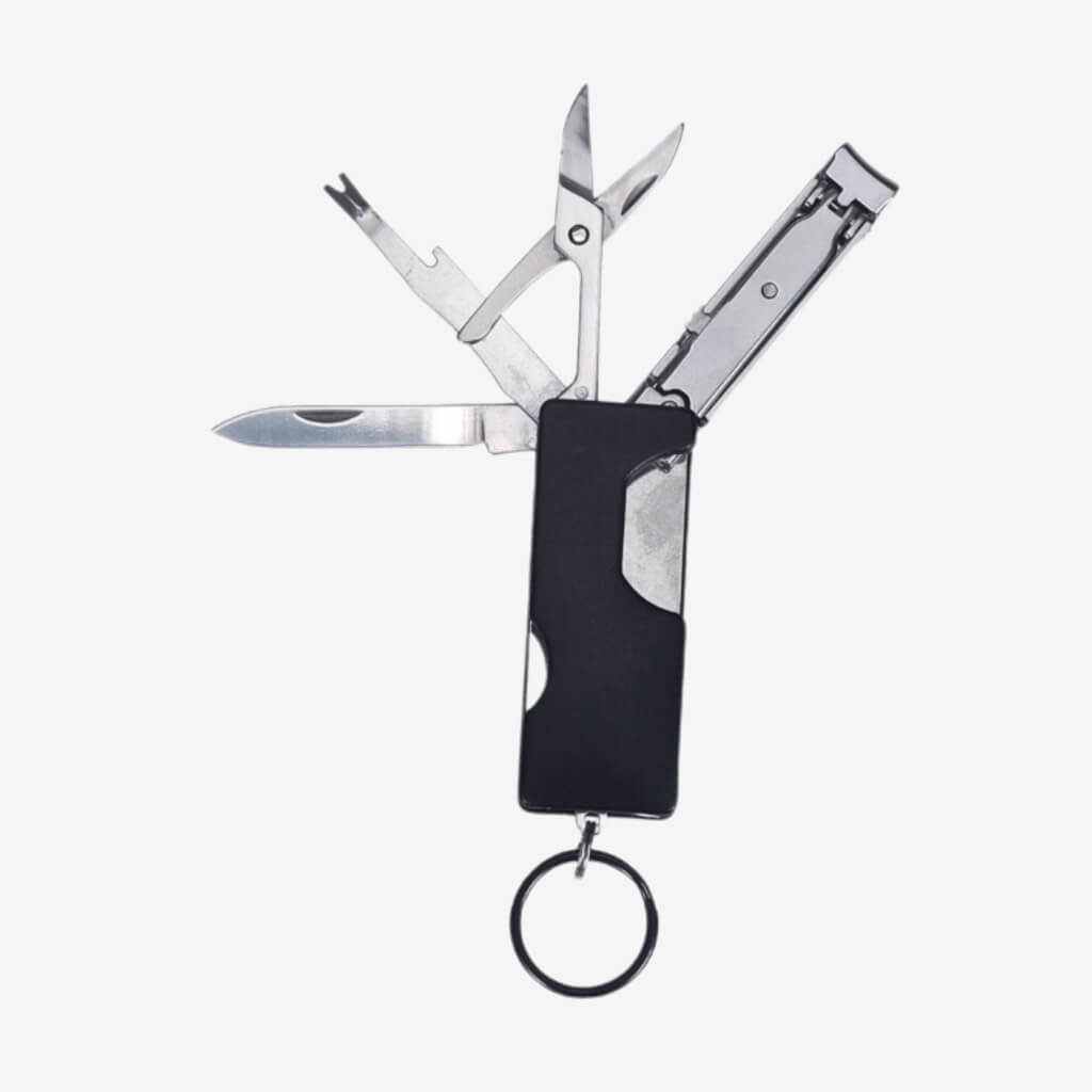 Functional keychain with built in manicure set - perfect for men and women Small functional tools in a compact keychain The perfect gift