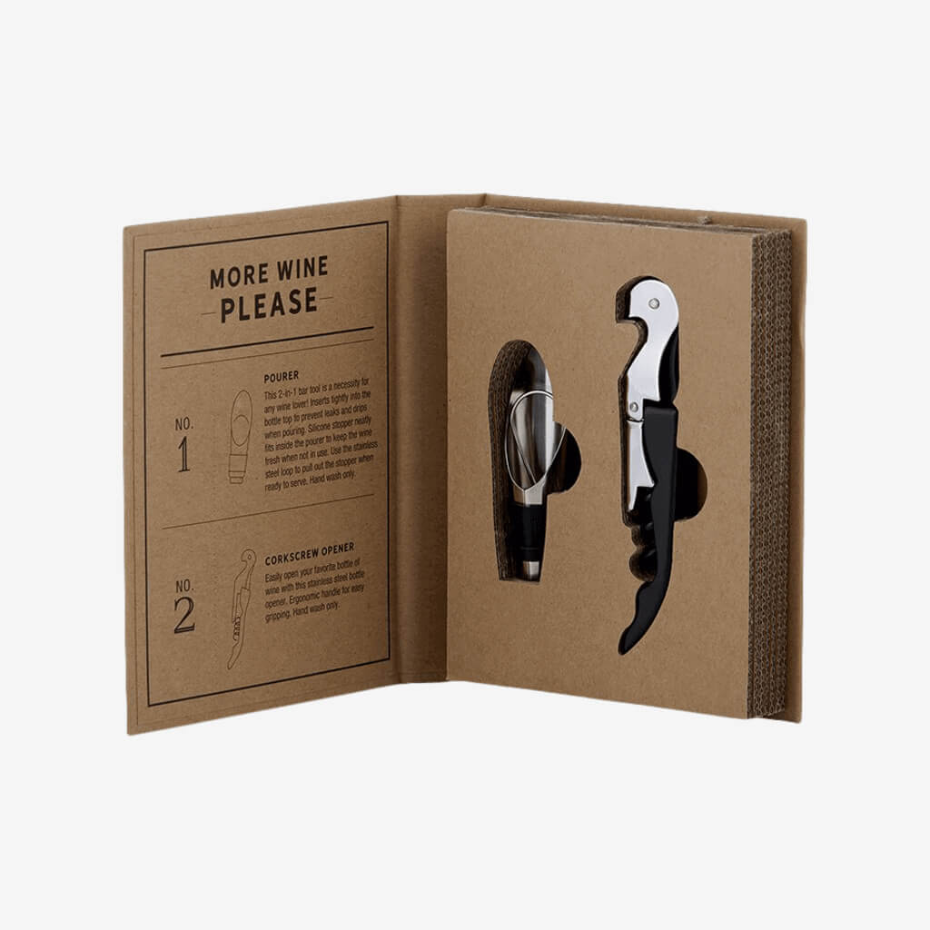 The perfect gift for any wine lover!  Gift Packaged for easy gifting  Open your wine with ease with the help of these stainless steel tools  Add some cheese and a marble board to complete the perfect hostess gift!