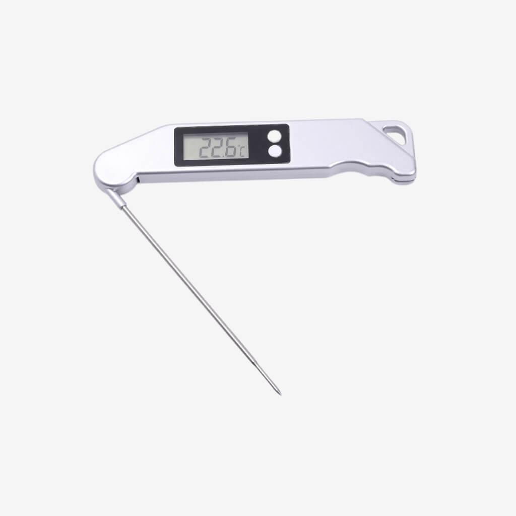 Get an instant temperature read with the Mad Man Digital Food Thermometer. Retractable probe for quick and easy use. Great for grilling, barbecuing, and baking. Auto on/off function. Simply insert probe into food to read temperature.