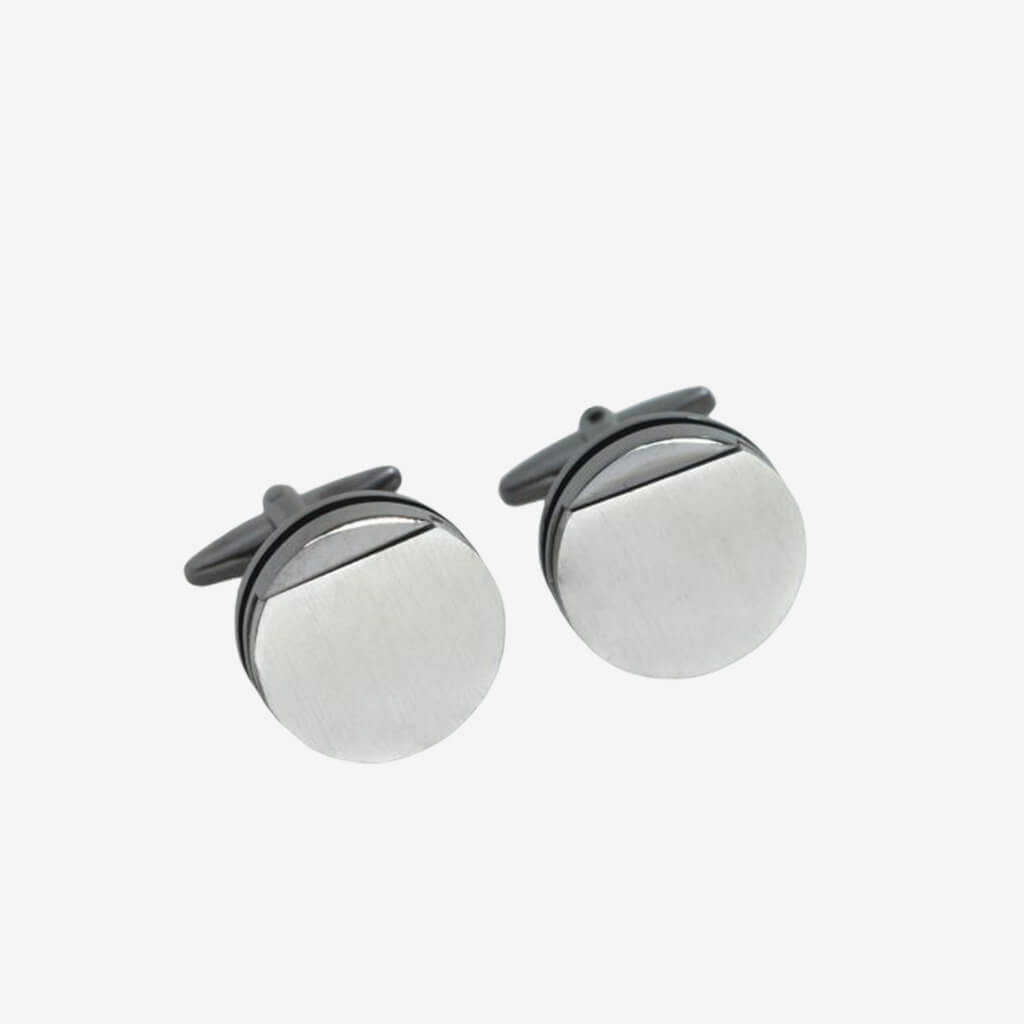 Gunmetal Finished Round Bar Cufflinks