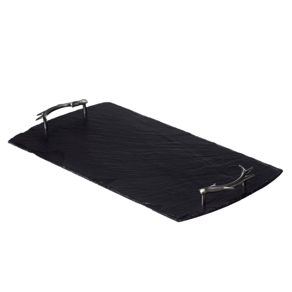 Large Slate Serving Tray with Antler Handles