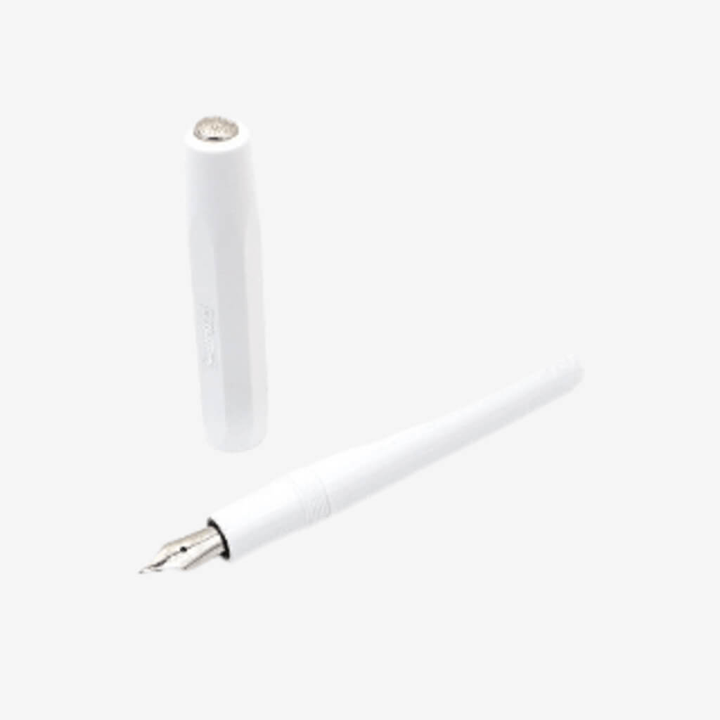 Resonate your mind to calmness using Kaweco Skyline Sport Fountain Pen in White color. Made in Germany, the pen features a screw-on cap for extra security, a chrome-plated steel nib, and a metal Kaweco logo on the cap tip.  This pen comes with one blue ink cartridge.