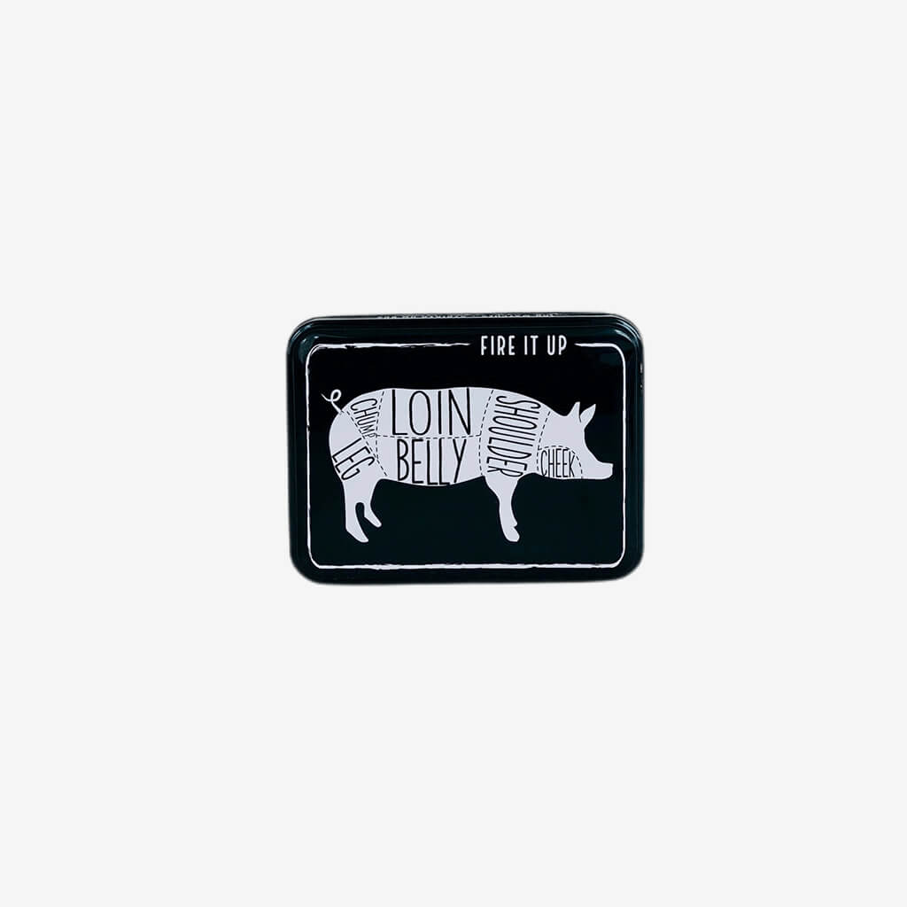 Printed tin matchbox features striking paper detail. Fun sentiment printed on tin 100 wooden matchsticks