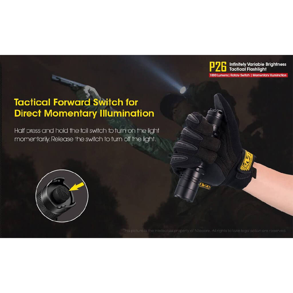 Nitecore P26 Variable Output Tactical Flashlight - 1000 Lumens