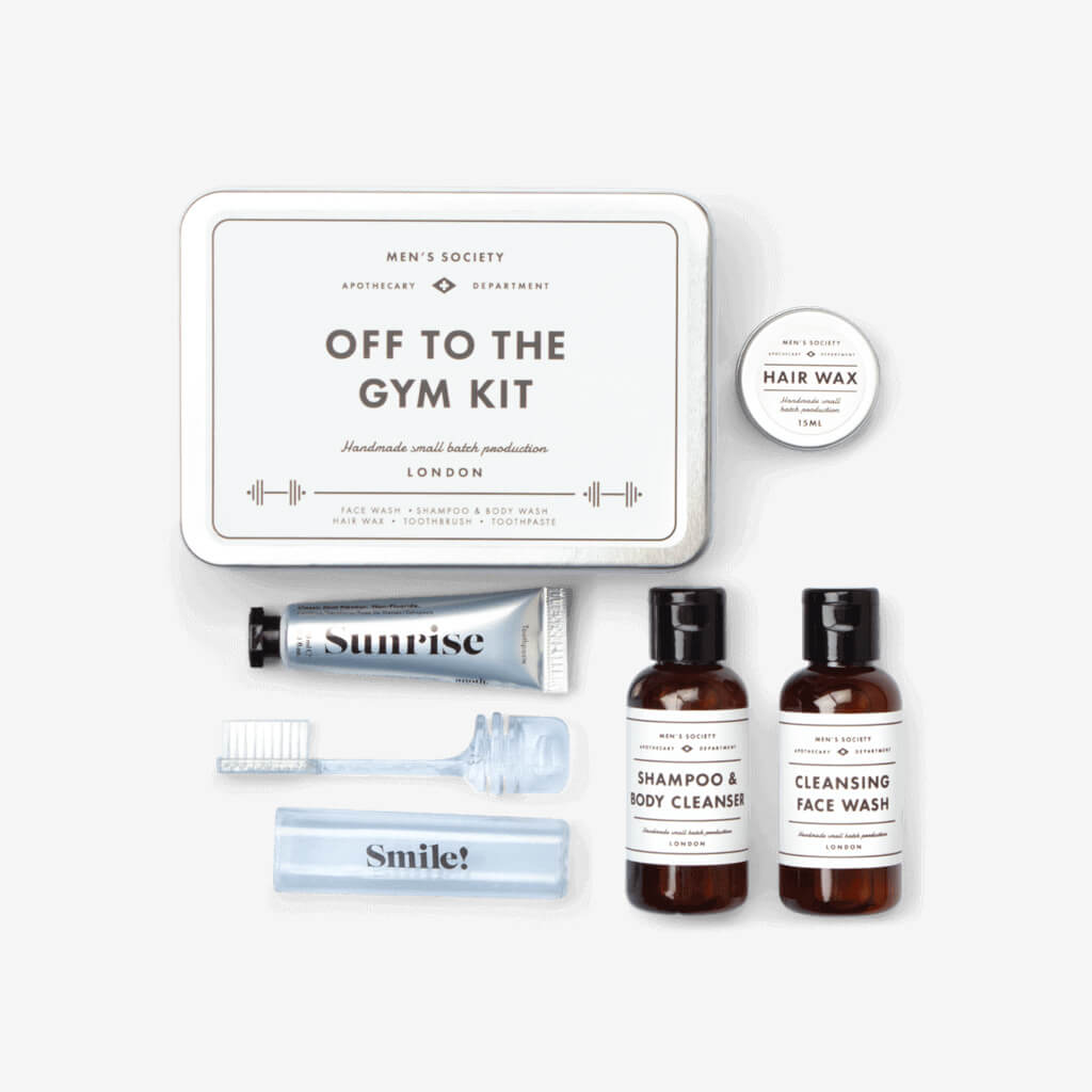 You&#39;re feeling pumped, you&#39;re looking hench, now top it off with this essential for any gym-goer. Wash your face and body with high quality, natural ingredients. Brush your teeth to keep your breath fresh and make sure the hair&#39;s as shaped as your chest with the hair wax. Suitable for: Hardened regulars. Just-joined heroes. Giving the man who loves to pump iron.