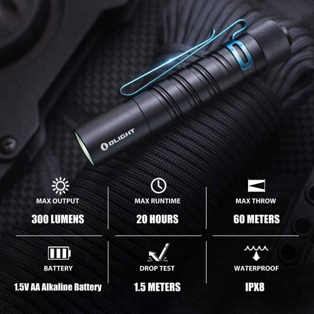 Olight i5R EOS Pocket Rechargeable Flashlight - 350 Lumens - Black