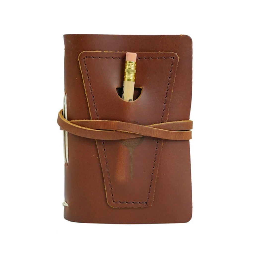 Rustico Leather Golf Log With Pocket- Saddle