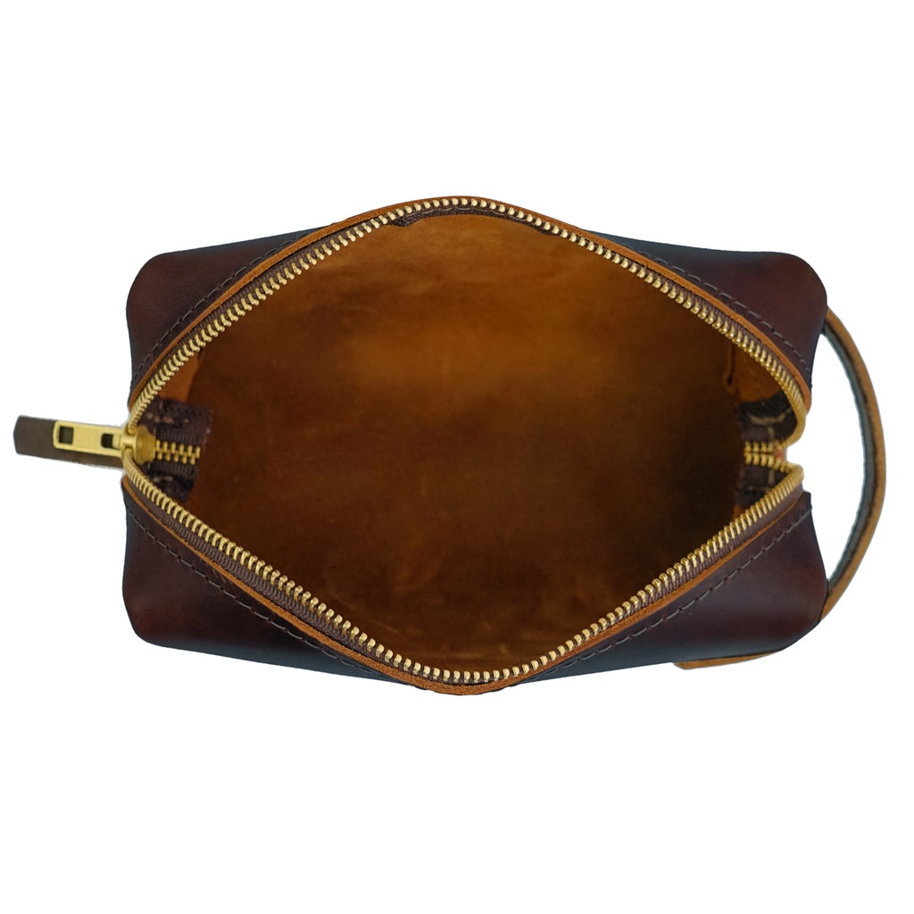 High Line Three - Leather  Pouch (Saddle) Large