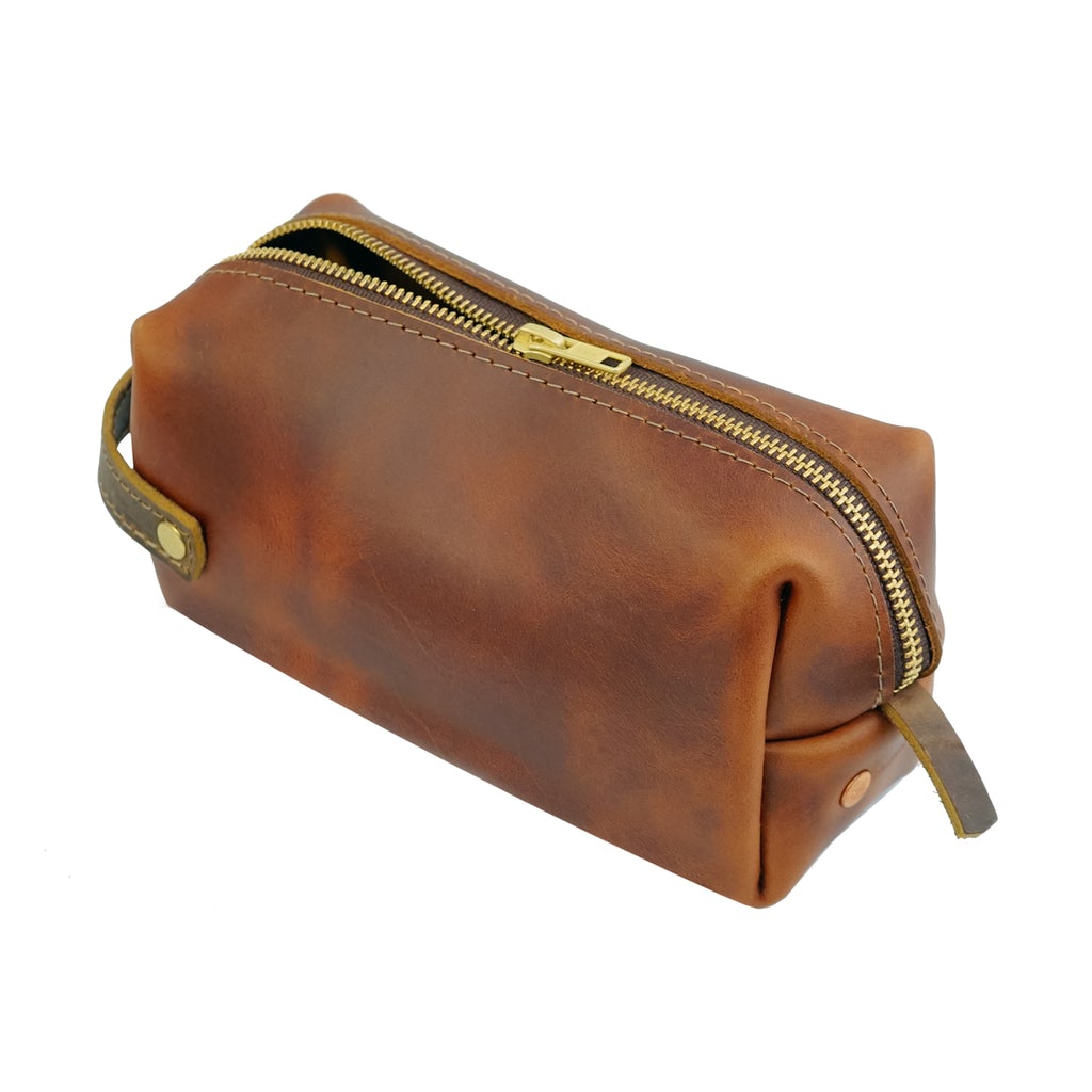 High Line Three - Leather  Pouch (Saddle) Large