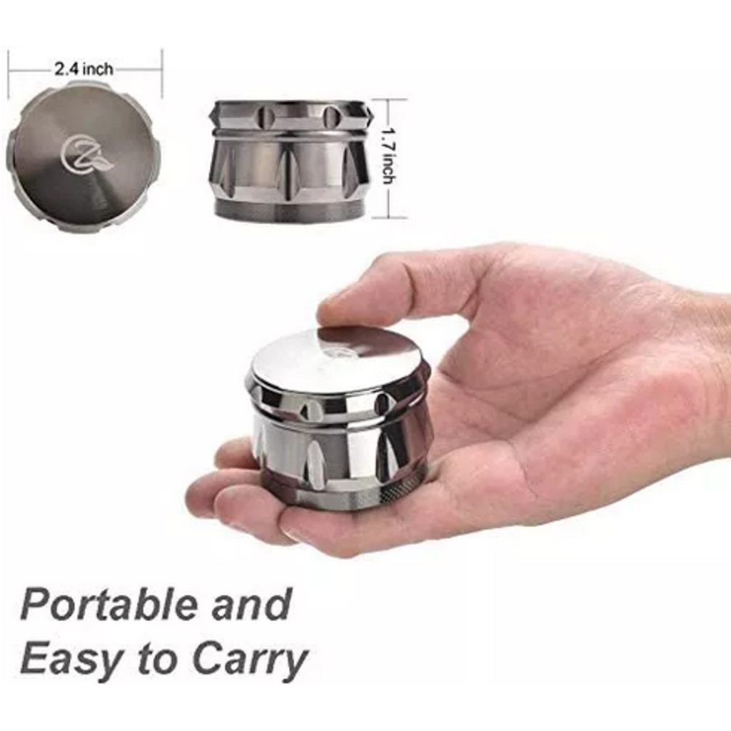 OZCHIN 4 Pieces Spice Herb Grinder 2.4&quot; Zinc Alloy with Pollen Scraper and Mini Cleaning Brush