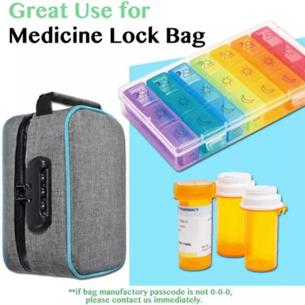 OZCHIN Smell Proof Bag with Combination Lock Odor Proof Stash Case Container; Medicine Lock Box Bag Travel Storage Case (Gray)