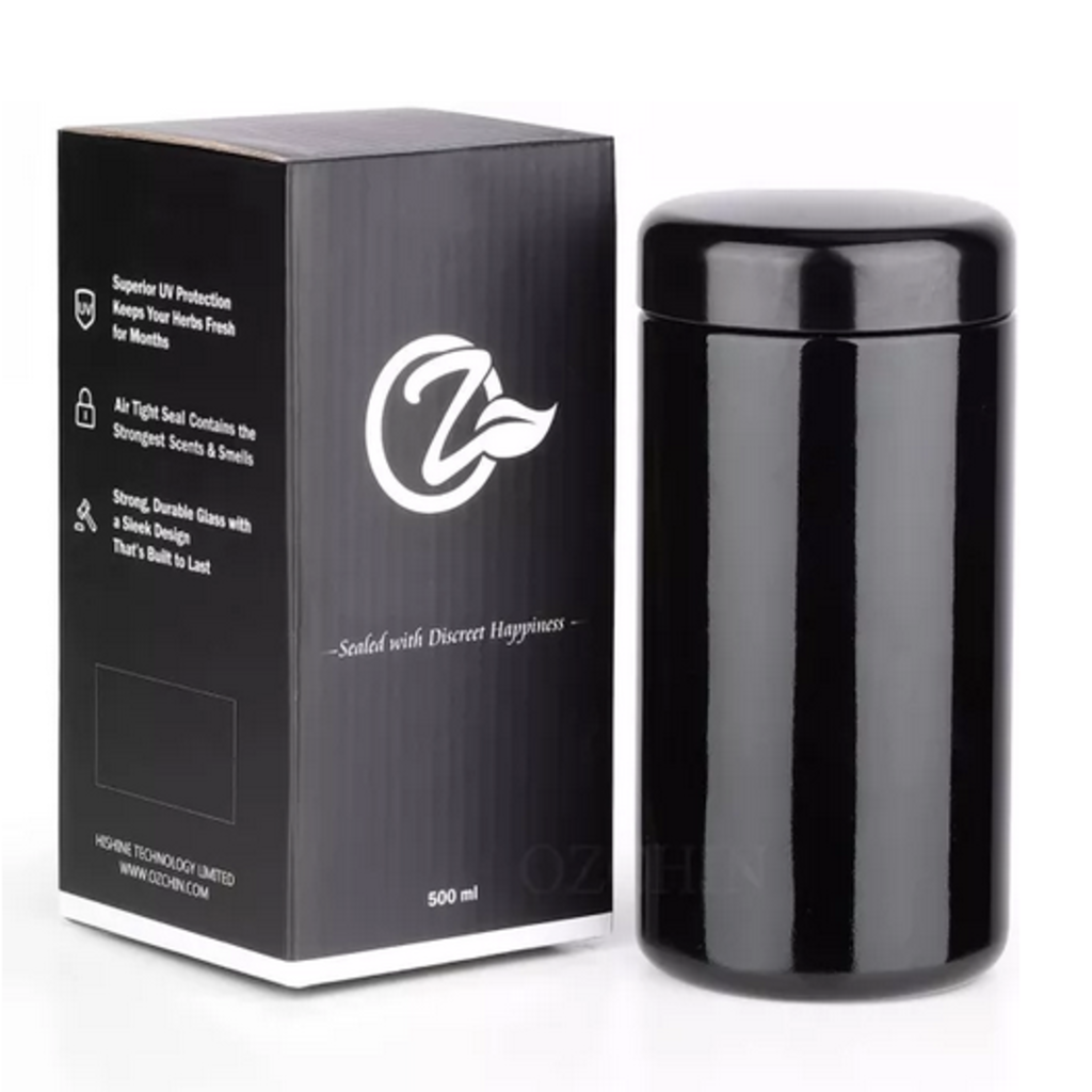 OZCHIN Glass Jar w/Airtight Lid 500ml Scent Proof Container for Herb (500ml)