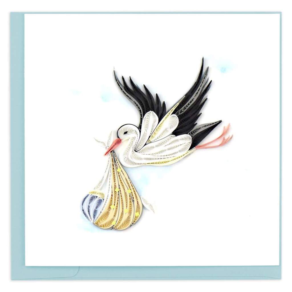 Quilled Special Delivery Stork Greeting Card for New Dad