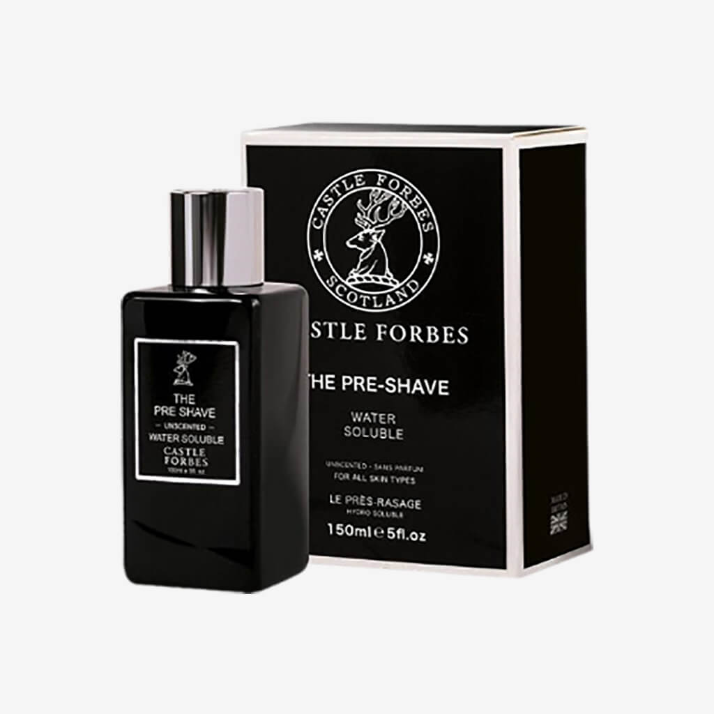 Get a close, comfortable shave with Castle Forbes premium Pre-Shave.  Features:  Unscented Oil-free Water-soluble  For all skin types Softens skins and prepares it for a close shave Packaged in a plastic bottle with flip top lid 