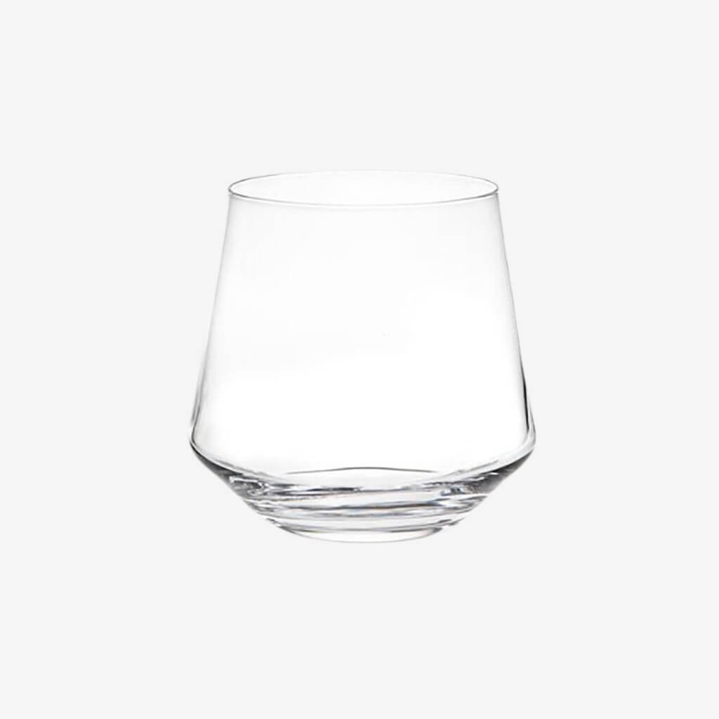 Clean, sleek lines with a heavy base.  Perfect for a Manhattan, Old Fashioned, or Scotch on the rocks.  Hand blown glass  Dishwasher safe