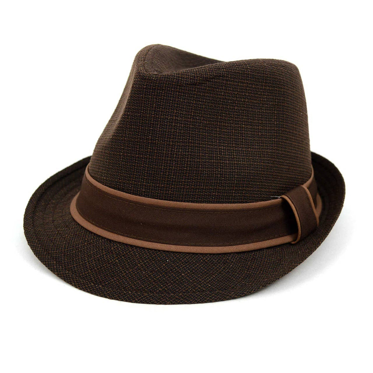 Fall/Winter Trilby Fedora Hat with Brown Band Trim