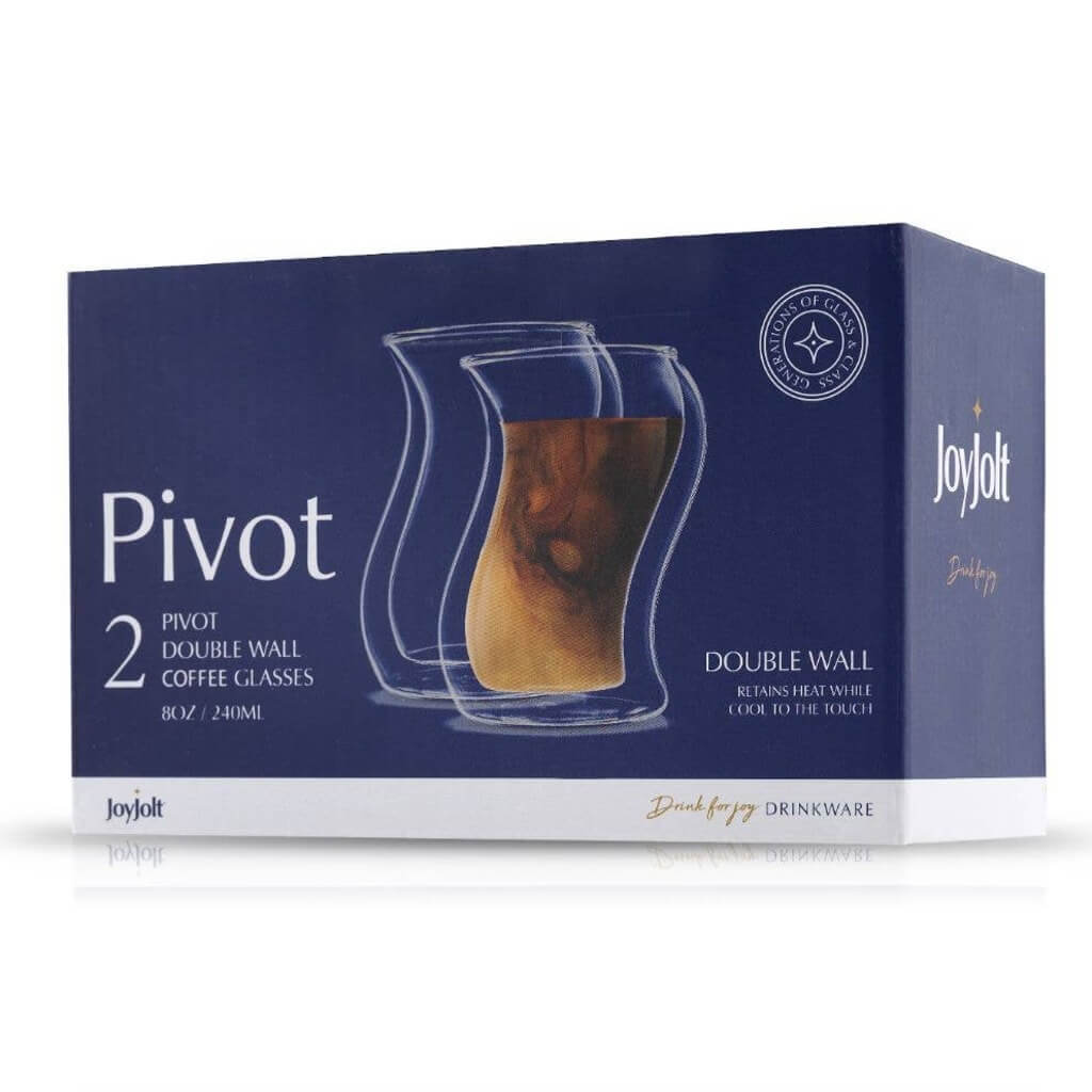 Pivot Double Wall Coffee Glasses, 8 Oz Set of 2