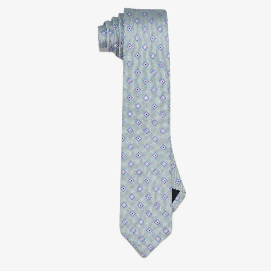 Aero Blue Squares Silk Skinny Tie - The Gifted Man