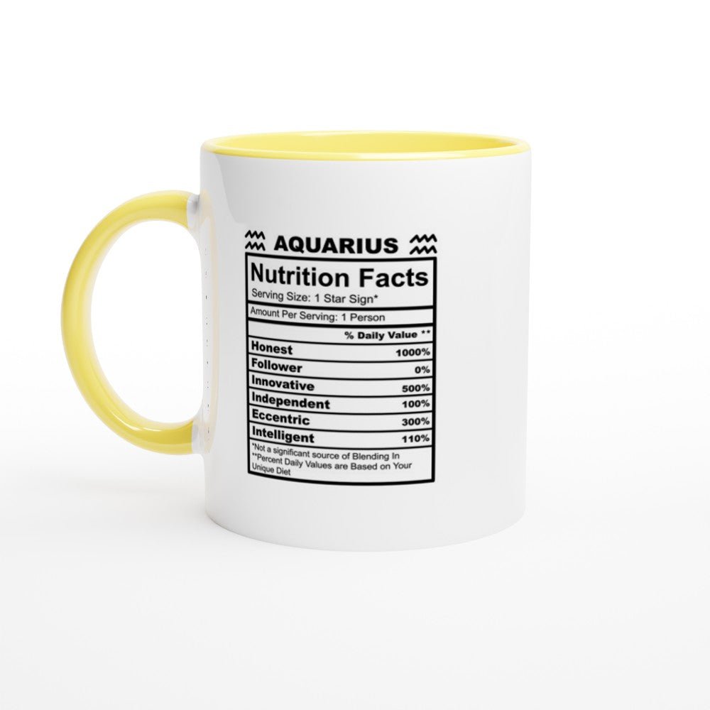 Aquarius Nutrition Facts White 11oz Ceramic Mug with Color Inside - The Gifted Man