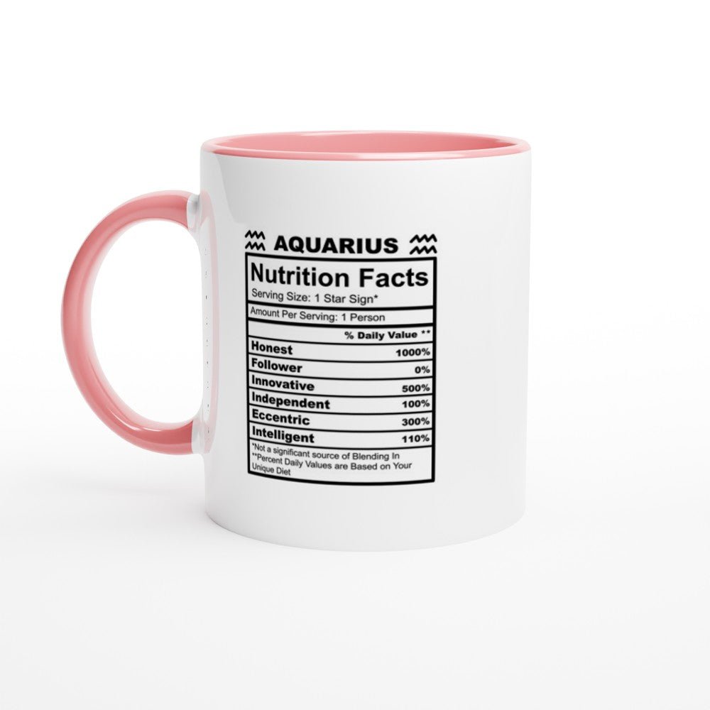 Aquarius Nutrition Facts White 11oz Ceramic Mug with Color Inside - The Gifted Man