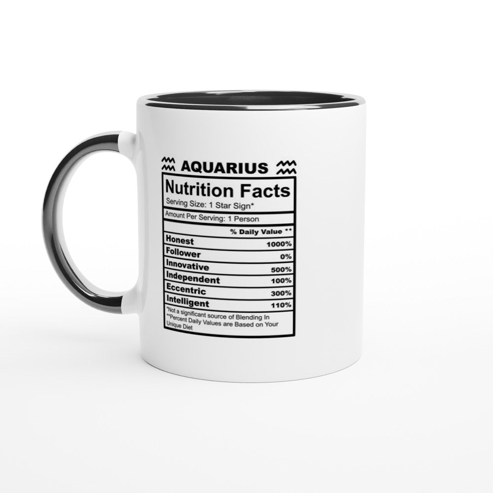 Aquarius Nutrition Facts White 11oz Ceramic Mug with Color Inside - The Gifted Man