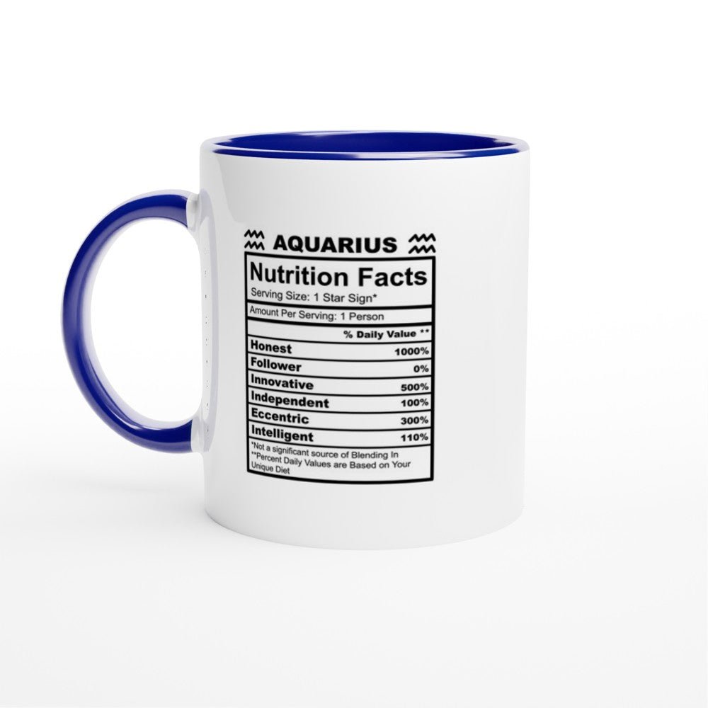 Aquarius Nutrition Facts White 11oz Ceramic Mug with Color Inside - The Gifted Man