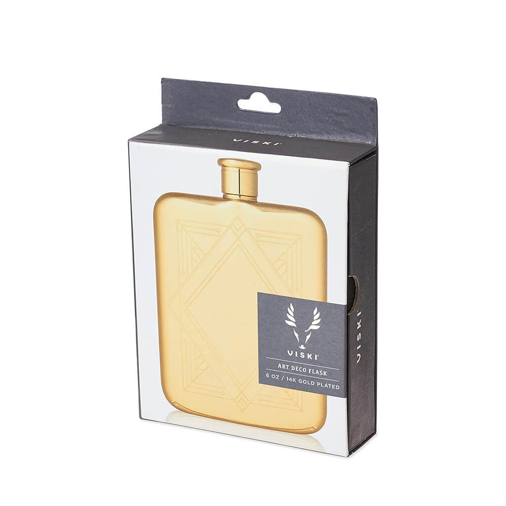 Art Deco Flask by Viski, Gold Plated - The Gifted Man
