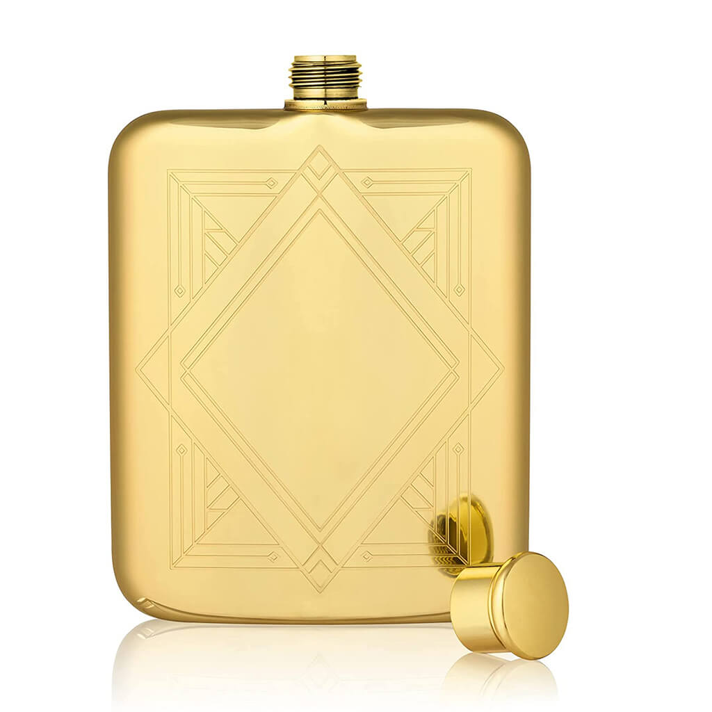 Art Deco Flask by Viski, Gold Plated - The Gifted Man