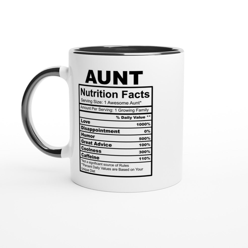 Aunt Nutrition Facts White 11oz Ceramic Mug with Color Inside - The Gifted Man