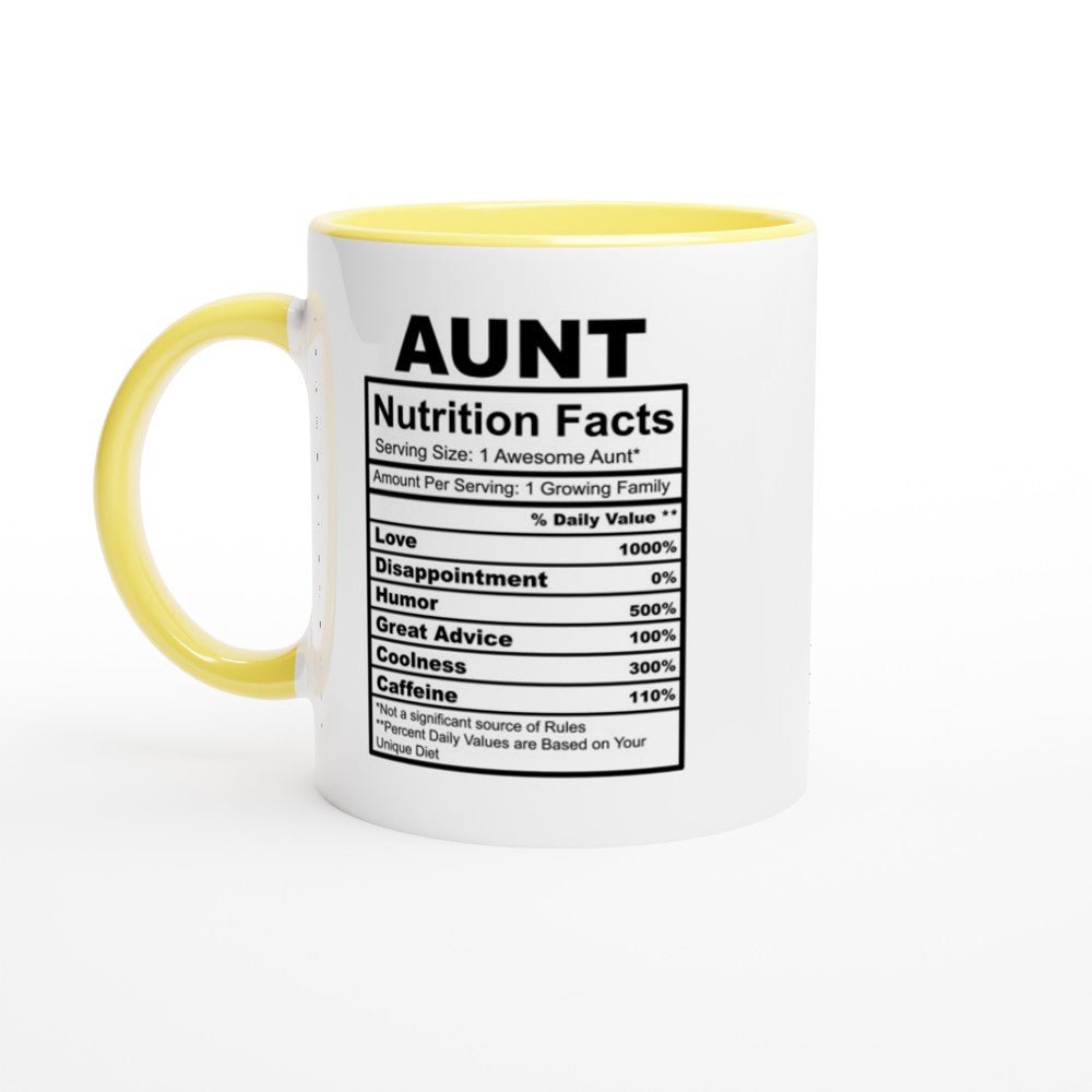 Aunt Nutrition Facts White 11oz Ceramic Mug with Color Inside - The Gifted Man
