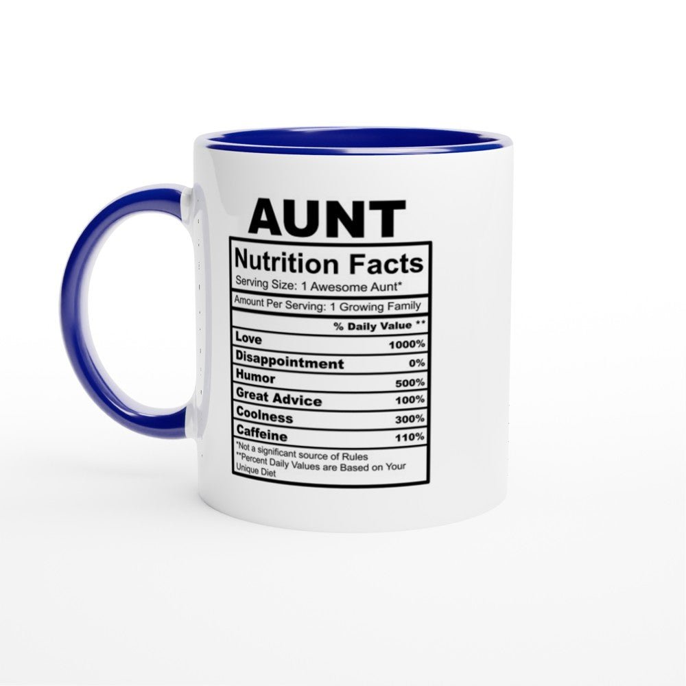 Aunt Nutrition Facts White 11oz Ceramic Mug with Color Inside - The Gifted Man