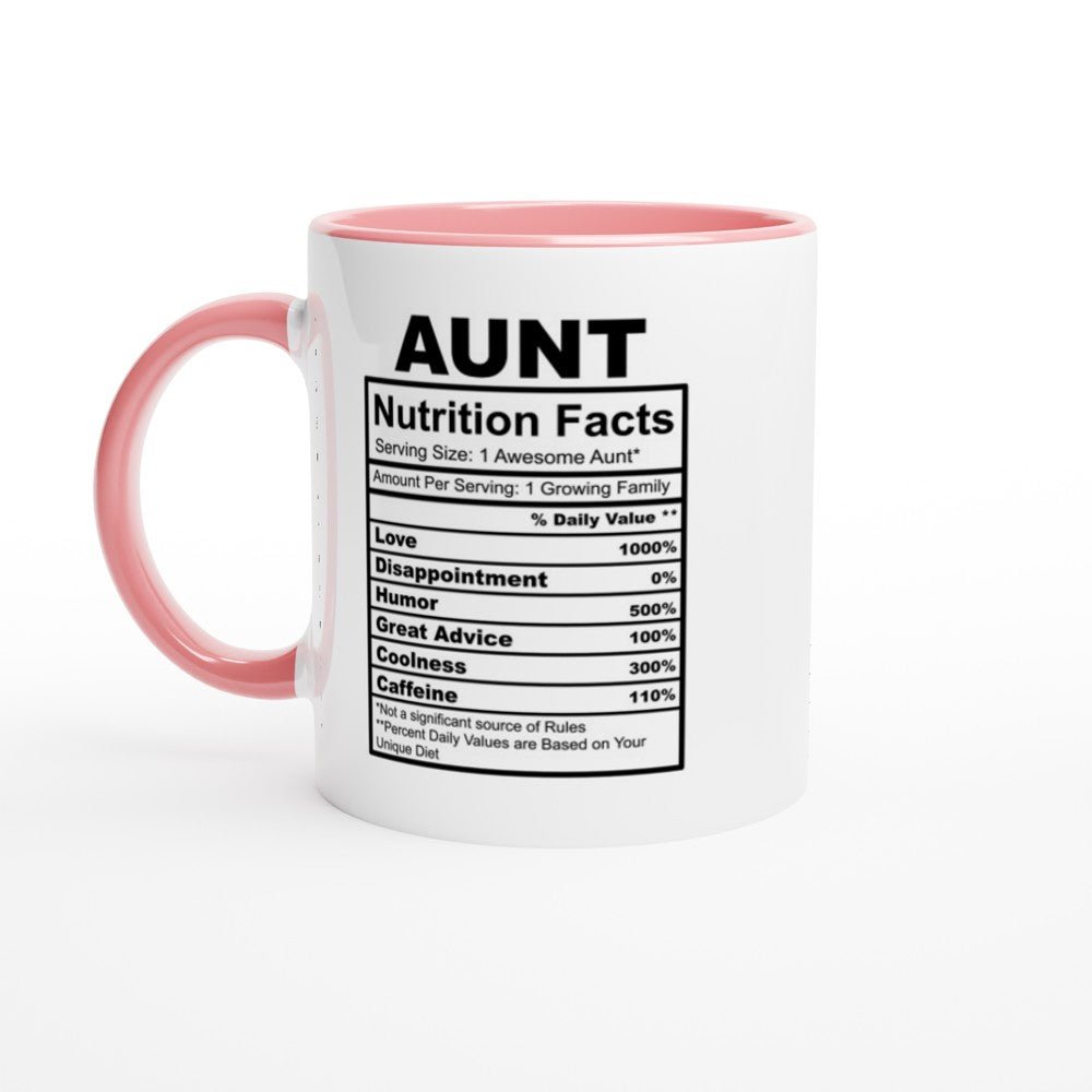 Aunt Nutrition Facts White 11oz Ceramic Mug with Color Inside - The Gifted Man