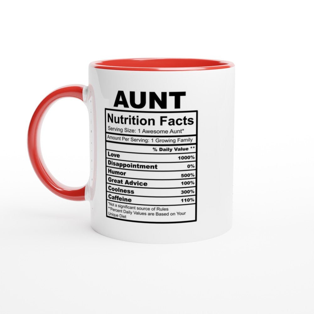 Aunt Nutrition Facts White 11oz Ceramic Mug with Color Inside - The Gifted Man