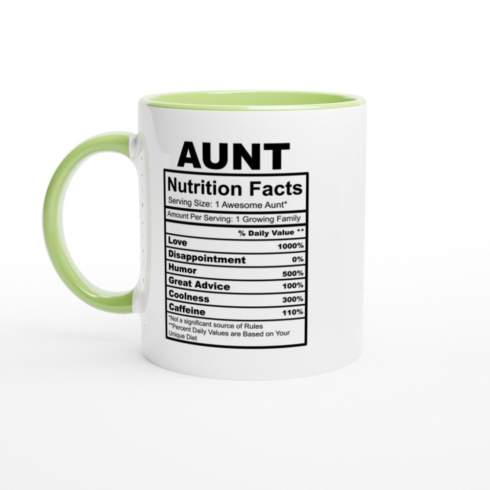 Aunt Nutrition Facts White 11oz Ceramic Mug with Color Inside - The Gifted Man