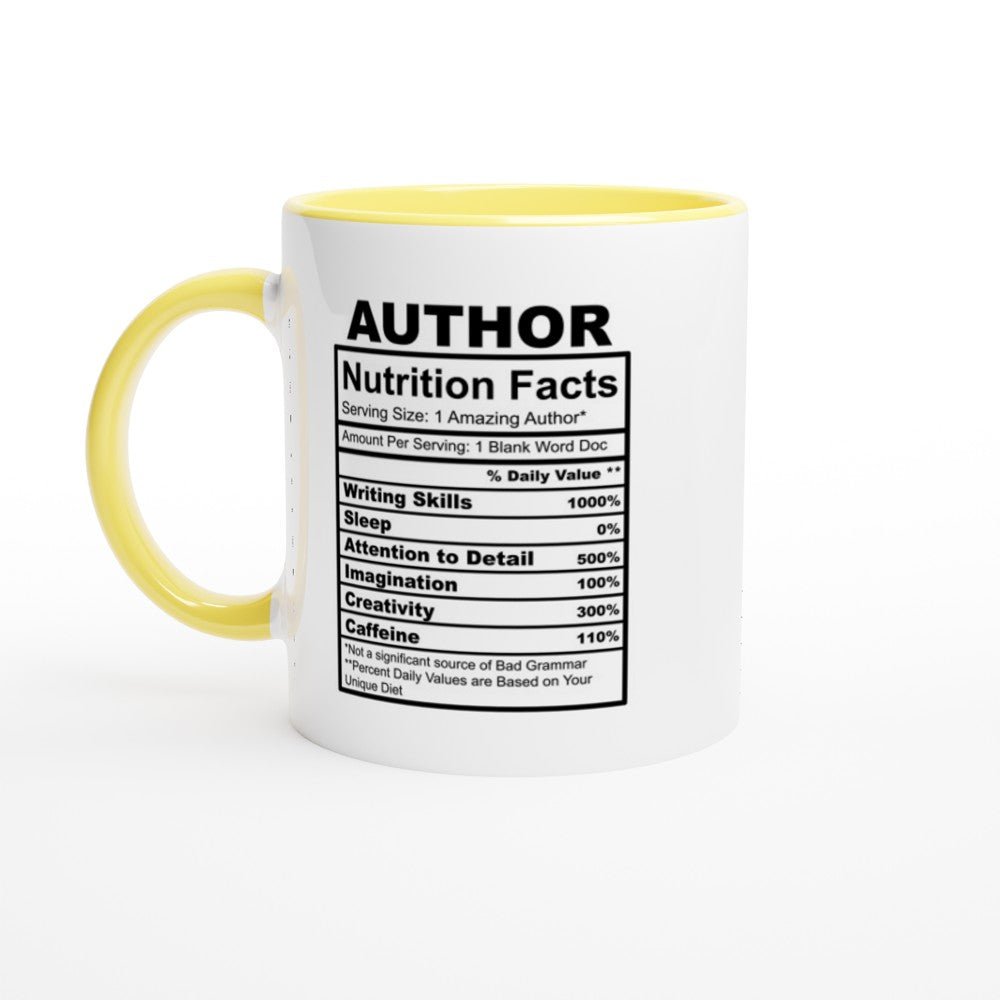 Author Nutrition Facts White 11oz Ceramic Mug with Color Inside - The Gifted Man